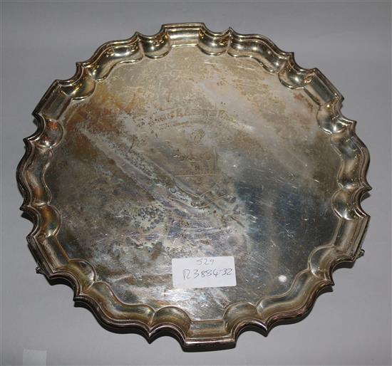 A late Victorian silver salver, Thomas Bradbury & Sons, 1890, 28.5 oz.